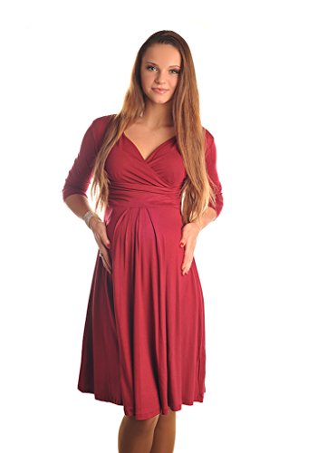 Gorgeous Maternity Dress Vneck Pregnancy Clothing Size 8 10 12 14 16 18 Top 4400 Variety of Colours (14, Burgundy)