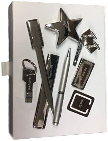 Select Gifts Box Set 8 USB Pen Star Cufflinks Post Orgain Family Crest Engraved