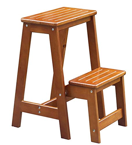 Cnjzz Taburete De Escalera De 2 Pisos Taburete Plegable De Madera Maciza Pedal Antideslizante De Interior Escalera Alta Taburete Trapezoidal De