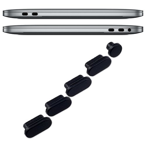 kwmobile 5in1 Set: 5er Staubschutz Set für Apple MacBook Pro 13″ / 15″ (ab 2016) Touchbar – Staubschutz Stecker Zubehör Dust Plug in Schwarz - 4
