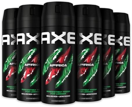 Axe Deodorante Uomo, Axe Africa, Freschezza Fino a 48h di Protezione, Deodorante Spray, Senza Sali di Alluminio, Adatto per Ascelle e Corpo*, Tecnologia Proteggi Odori, 6 Pezzi da 150 ml
