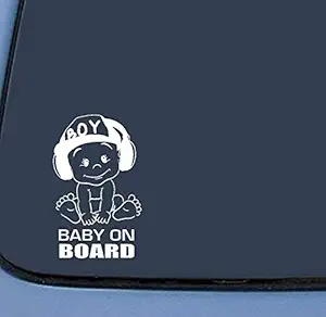 KREEPO Baby on Board Vinyl Sticker Car Decal Sticker for car Window Funny Cute Cool boy Design Waterproof (12cm X 19.7cm)