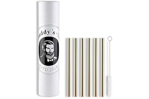 BUDDY´S BAR Buddy's Bar - Cannucce riutilizzabili, Set da 6 cannucce + Spazzola per la Pulizia, Lavabili in lavastoviglie, ecologiche, sostenibili e Senza plastica, Lunghezza 15 cm, Color Rame