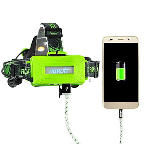 Boruit Led stirnlampe kopflampe 2016 LED-Scheinwerfer mit 4 Modi, super heller nachladbarer Hauptfackel-LED-Scheinwerfer mit grünem Licht, XM-L2 + 2XP-E LED wasserdichte Zoomable Kopf-Lampen-Lampe für das Wandern des kampierenden kletternden das Radfahren-Fischensicherheits-Lichtes - 8