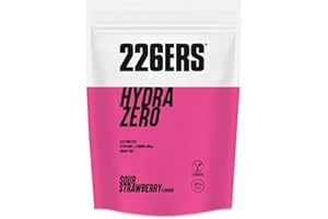226ERS - Hydrazero, Bebida Hipotónica para Deportistas, Sales Minerales y Electrolitos, Hidratación, Recuperación y Energía, Ejercicio Físico, Vegano, Vegetariano y sin Gluten, Sabor Fresa Ácida, 225g