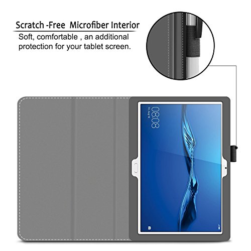 Huawei MediaPad M3 10 Lite 10 Hülle Case, Infiland Slim Fit Folio PU-lederne dünne Kunstleder Schutzhülle Cover Tasche für Huawei MediaPad M3 10 Lite 10 (Weltraum Grau) - 5