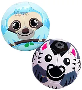 Toyshine Edu-Sports 2 in 1 Kids Football Soccer Educational Toy Ball, Size 3, 4-8 Years Kids Toy Gift Sports - Sloth and Zebra