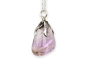 TENET CRIGEMA - Ciondolo pendente con pietra dura vera minerale e catenina in acciaio inossidabile