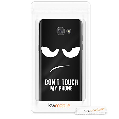 kwmobile Funda para Samsung Galaxy A5  2017  - Carcasa de  TPU  para m  vil y dise  o Don t Touch my Phone en  Blanco Negro 