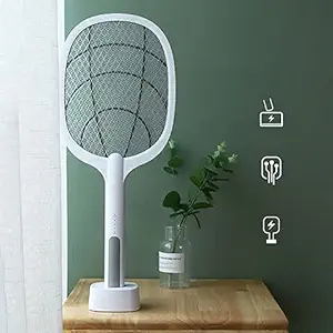 Mosquito Killer Racket - BAZKU Mosquito Killer Racket Rechargeable Handheld Electric Fly Swatter Mosquito Killer Racket Bat with UV Light Lamp Racket-Marvel, Women (Vinyl) (Plastic)