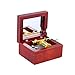 Andoer® Red Wood Musical Box Hand Crank Gold Movement Music Box with Built-in Mirror Melody Castle in the Sky