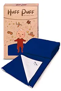 HuFF PuFF Baby Bed Protector Fabric Waterproof Large, Cobalt Quick Dry Sheet for Newborn Babies Breathable & Washable Mattress Protector Perfect Baby Shower (Blue)