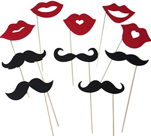 Qaintter 10pcs DIY Photo Booth Moustaches Lips Props On A Stick Wedding Party