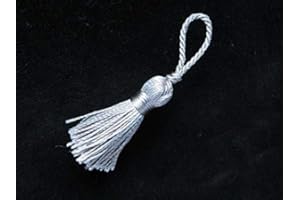 Sew-select 10 Mini craft tassels - Small 3.5cm long + loop decorative key tassels (Silver grey)