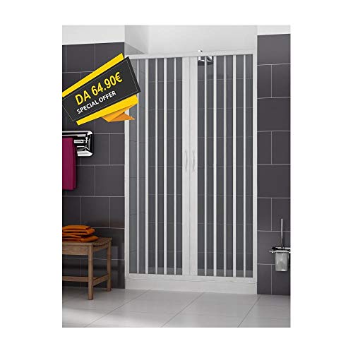 BOX DOCCIA IN PVC A SOFFIETTO BIANCO 1 LATO DUE ANTE CM 100/110XH185