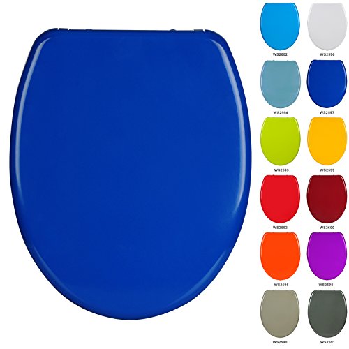 WOLTU WS2597-1 Premium Duroplast WC Sitz, Absenkautomatik, Fast Fix/Schnellbefestigung, Edelstahl-Befestigung mit Knopfdruck, Softclose, Toilettensitz WC Deckel Klobrille(Dunkelblau)