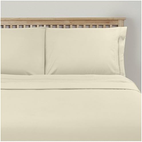 Superior 3000 Series Super Soft and Wrinkle Resistant Microfibre 4-Piece Bed Sheet Set with 2-Line Embroidery in Gift Box, Super-King, Ivory