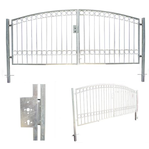 Doppelflügeltor "Constance" Gartentor Gartentür Tor Hoftor Einfahrtstor inkl. Pfosten verzinkt 400x160 cm