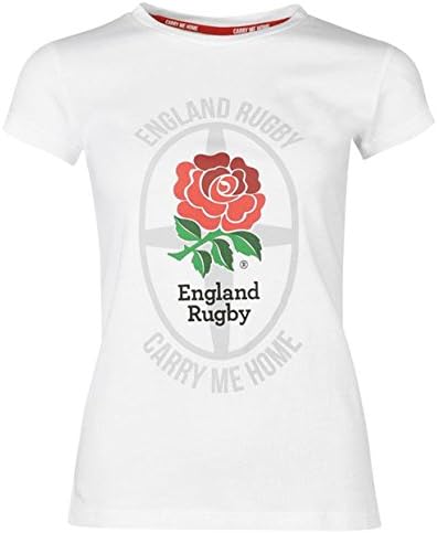 Ladies Short Sleeves England Graphic Print T Shirt Top (10, White)