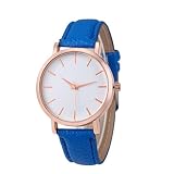 Armbanduhr Damen Uhr 2018 Xinantime Mode Leder Edelstahl Stahl Analog Quarz Damenuhr Roségold 8 Farben (Standard, Blau)