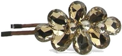 Quality Unusual Golden Bronze Crystal Glass Flower Hair Accessory on ultra slim headband