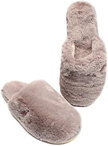 Women's Memory Foam Flip Flops - Shock Absorption Anti-slip Keep Warm Cotton Indoor Plush Spa Slippers - Ultra Soft Closed - toed Bedroom Indoor Winter Slippers (4UK /22.5CM, Gray-purple)…
