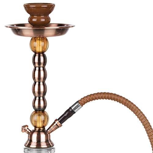 Mianova® Orientalische Wasserpfeife Shisha Hookah Set 47cm Tribal 1 Schlauch inkl. Kohle, 5 Mundstücke und Zange Braun - 3
