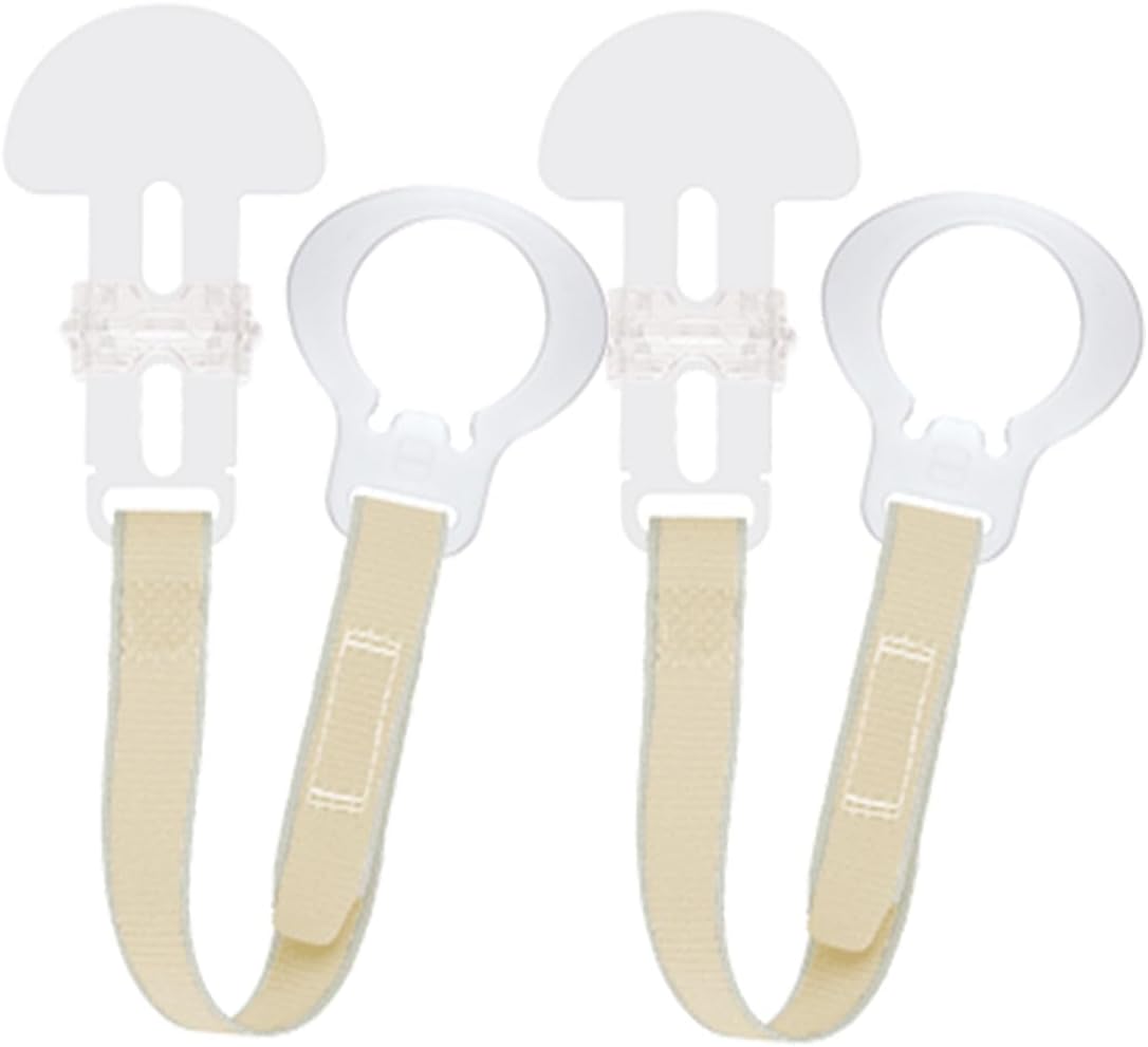 MAM Dummy Clip | 2 Pack | Baby Soother Clips Fit All MAM Soothers | Adjustable Length and Lightweight Design | Baby Accessories | Cream Strap | Dummies Not Included