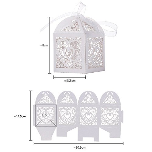 GHB 100pcs Süßigkeit Kästen Geschenkboxen Hochzeit Bonbons Boxen für Partys Geschenk Taufe Hochzeit Geburtstag usw Dekorpapier Weiß - 5