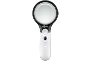 Goobay 41255 Podświetlana lupa do czytania – lekka lupa do czytania ręcznego ze światłem LED – wysoka przejrzystość – bez zniekształceń lupa z powiększeniem 2x i 12x – szkło powiększające