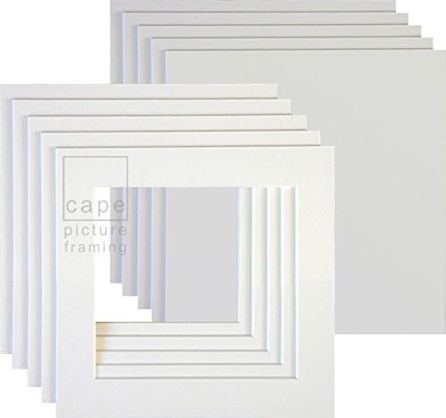 Pack of 5 Picture Mounts with Backs, 12 x 12 to fit 9 x 9, Bright White