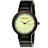 Handgefertigte Holzwerk Germany® Designer Herren-Uhr Öko Natur Holz-Uhr Armband-Uhr Analog Klassisch Quarz-Uhr Schwarz Braun Leuchtendes Ziffernblatt