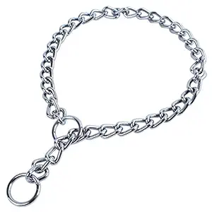 Patch & Marshall Chrome Plated Training Choke Chain Collars for Dogs (Grind 8) - L :24 Inch Collar /2cm Thick with 2 Metal End Circles for Dog Tags