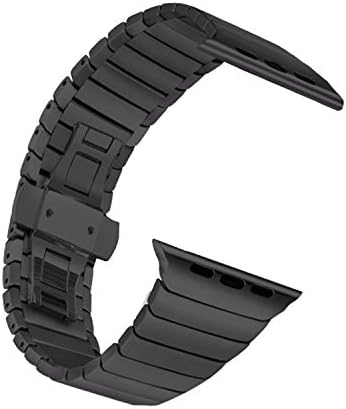 42 mm Stainless Steel Replacement Watch Band Strap Watch Solenoid Bracelet Strap Watch Band for Apple Series 1/2, black