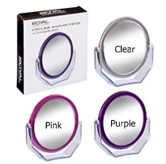 5x magnifying swivel mirror - round freestanding travel/make-up mirror - Pink