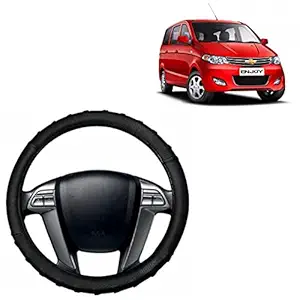 RD Universal Car Chunnt Steering Wheel Cover Compatible for Compatible for Chevrolet Enjoy (Black, Leatherite)