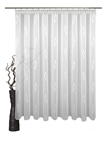 ‚Maßgeschneiderte weiße Scherli Voile Store Gardine“Venlo“, Kräuselband, Vorhang nach Maß, Gardinen nach Maß, Höhe 90 – 295 cm (Weiß, 100 x 250 cm /HxB) - 3