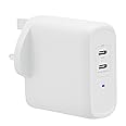 Amazon Basics 63W Two-Port GaN USB-C Wall Charger (45W + 18W) for Laptops, Tablets & Phones With Power Delivery, White (non-PPS)