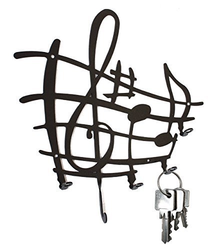 Schlüsselbrett ** Notenstyle ** Hakenleiste aus Stahl - Musik, Notenlinien, schwarz