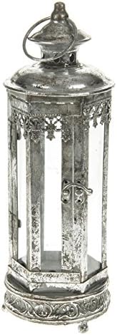 Marrakech Lantern Silver Size 12 x 12 x 35 cm indoors or outdoors