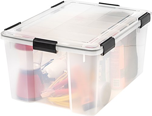 60 Litre XL Weathertight Airtight Clear Plastic Damp Area Dry Storage Boxes! 60cm x 45cm x 30cm - Hermetically Sealed Removable Lid! (2)