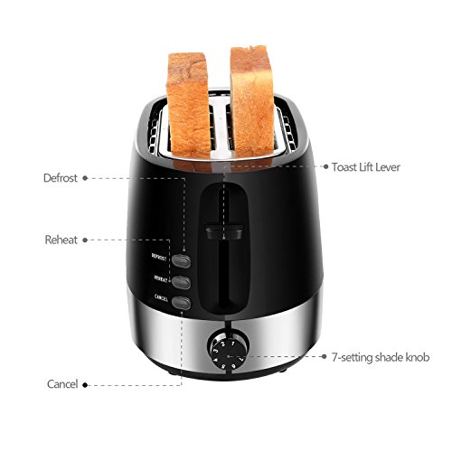Aigostar Brotchen Black 30HIL – Toaster mit zwei Toastkammern, schwarz. 850 Watt. BPA-frei. Exklusives Design. - 4
