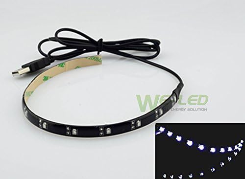 SUNTEC Accent Lighting USB Powered LED Light for Case, Keyboard &amp; Monitor Notebook TV Home Decor 30cm 11.8in Cool White Gerneric U3C