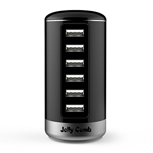 Jelly Comb USB Ladegerät 6-Port mit SI (Smart Identifikation) Technologie für iPhone, iPad, Samsung Galaxy, Nexus, HTC, Motorola, LG und weitere (Schwarz)