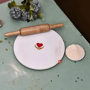 Saudeep India Semi Precious Stone Inlay Work Natural White Marble Chakla/Roti Maker/Chapati Maker/Tortilla Maker(With Mother's Love & Care Inlay Work)