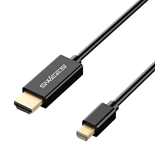Mini DP auf HDMI Kabel, Swees 2m Vergoldet MiniDP DisplayPort (ThunderboltTM Port Kompatibel) to HDMI Kabel HDTV Cable für PC und Apple MAC, HDTV, MacBook Pro, MacBook Air, Lenovo Thinkpad - Schwarz