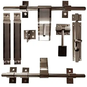 CIRCLE 2MM Door Kit Stainless Steel Door Accessories Kit |Door Fittings| Gate Hardware| Front Al Drop 10 inches |Back Latch| Two Handle| One Door Stopper & Tower Bolt