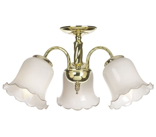Flush 3 Light Brassed Pendant with Opal Shade 60 Waat Candle 193-3
