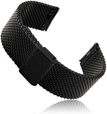 Pebble Time Watch Band, Kissport Stainless Steel Watch Band Strap for Pebble Time / Pebble Time Steel Smartwatch (A Milanese Black)