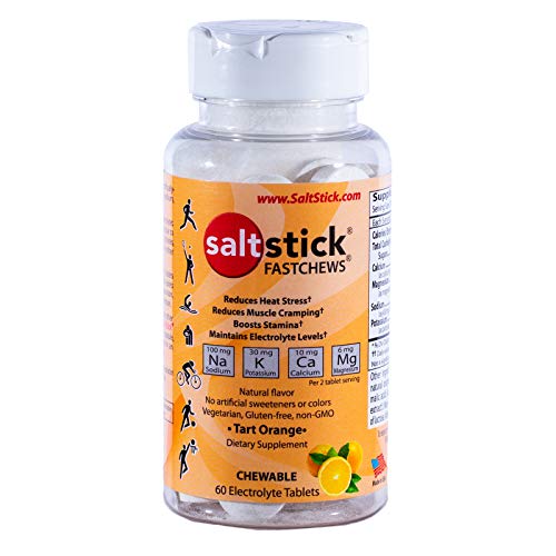 SaltStick FASTCHEWS 60-count Bottle of Chewable Electrolyte Replacement Tablets, Tart Orange by SaltStick
